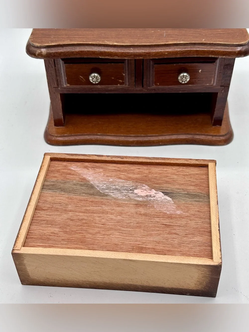 Vintage Jay Imports 3 Drawer Wooden Jewelry Box Ring Holder 7